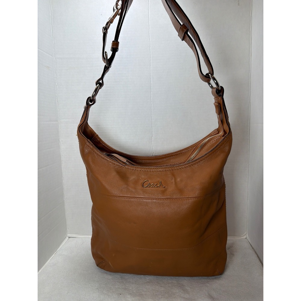 Coach Cognac Leather Shoulder Bag Y2K Silver Hardware F17116 Women READ